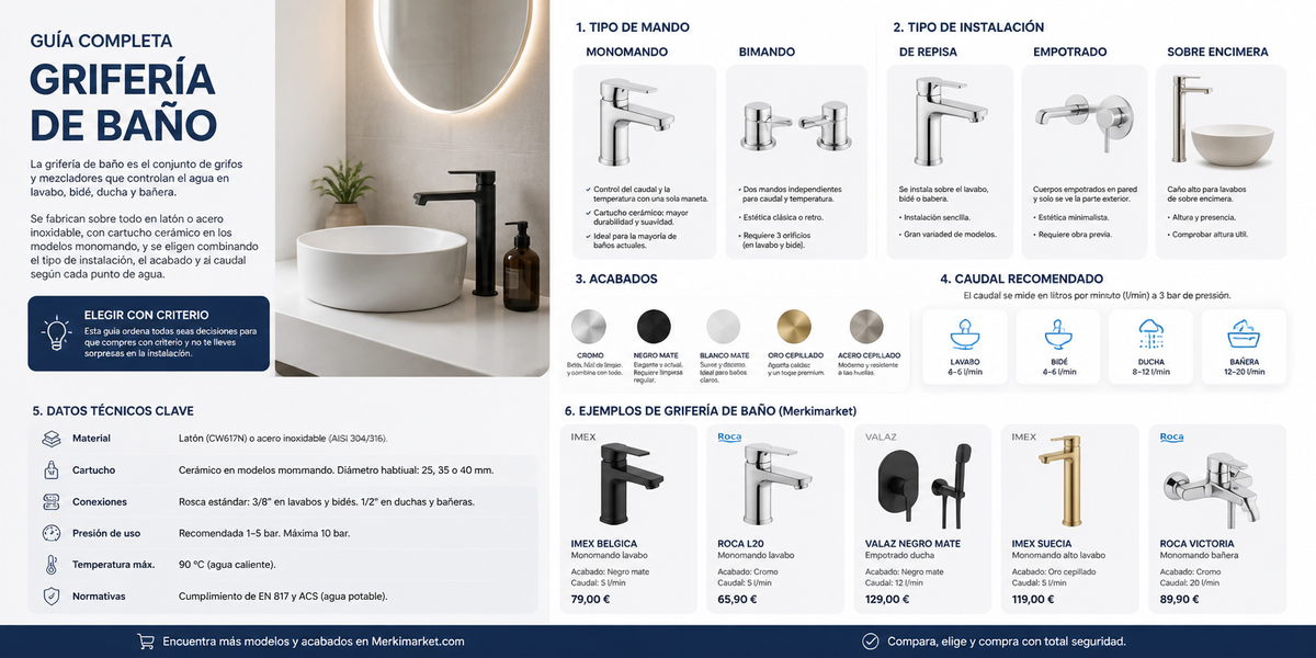 Grifería de baño: tipos, acabados y cómo elegir sin equivocarte