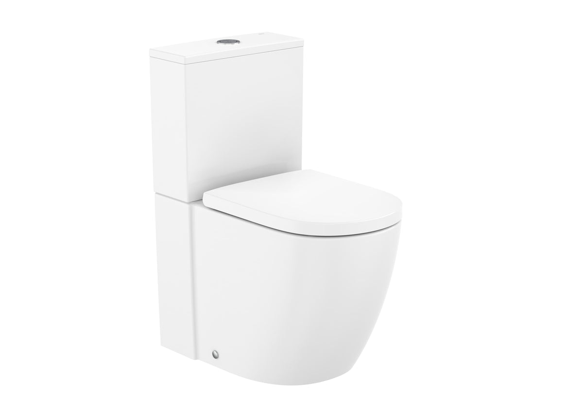 Inodoro Completo Roca Meridian Rimless Vortex con Tapa SoftClose — Pack Tanque Bajo - Blanco brillo
