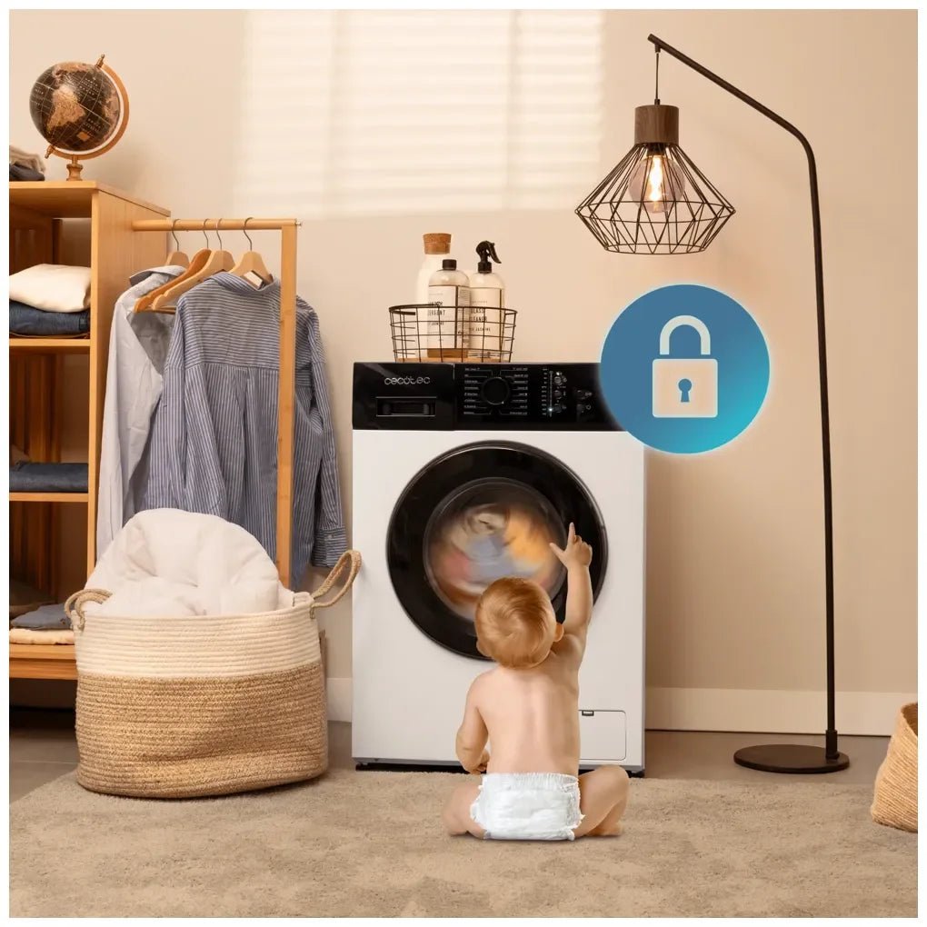 Lavadora 6kg Clase E con 16 Programas, Drum Clean y Seguridad KidLock de Cecotec 9