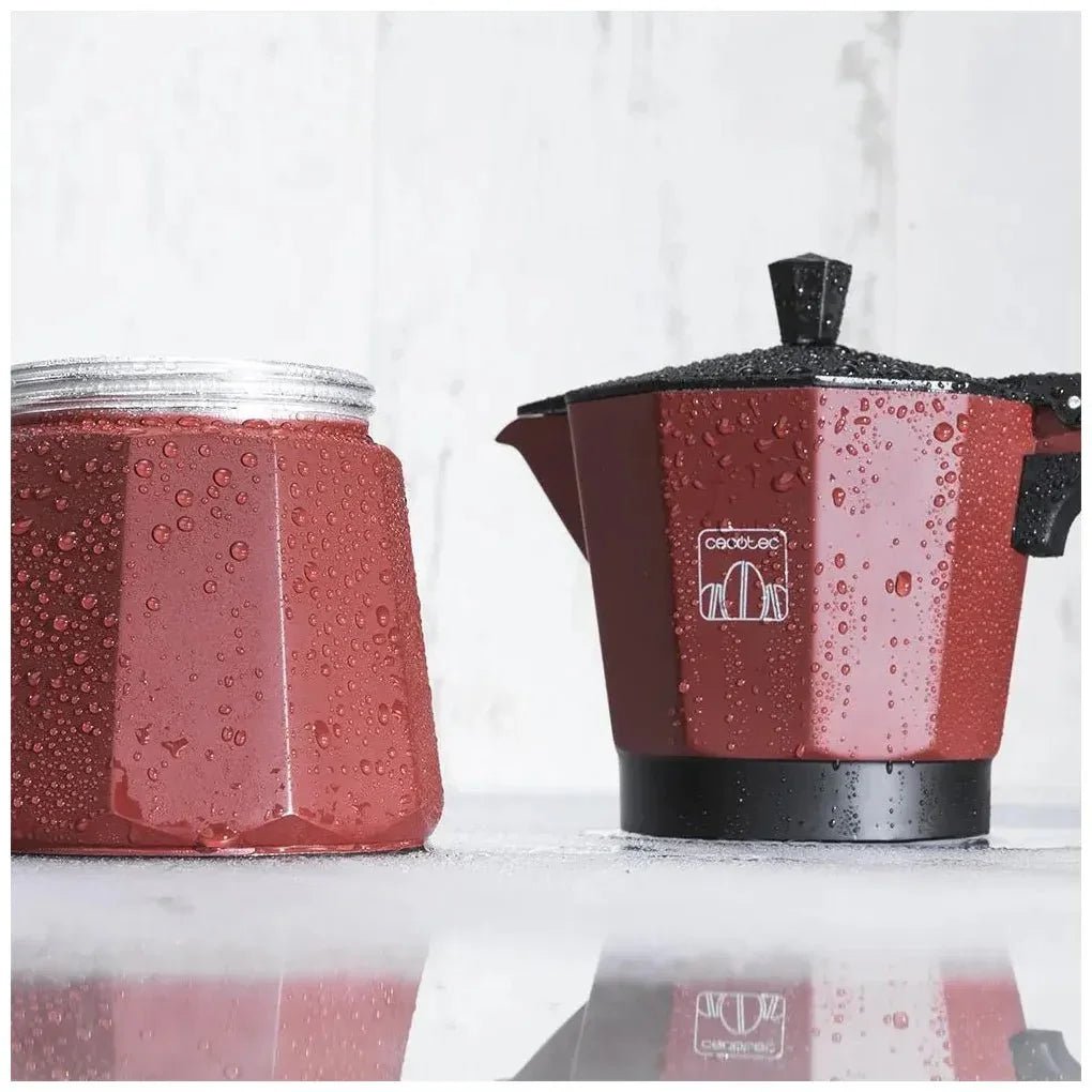 Cafetera Italiana de Aluminio Granate para 6 Tazas, Compatible con Todas las Cocinas de Cecotec 5