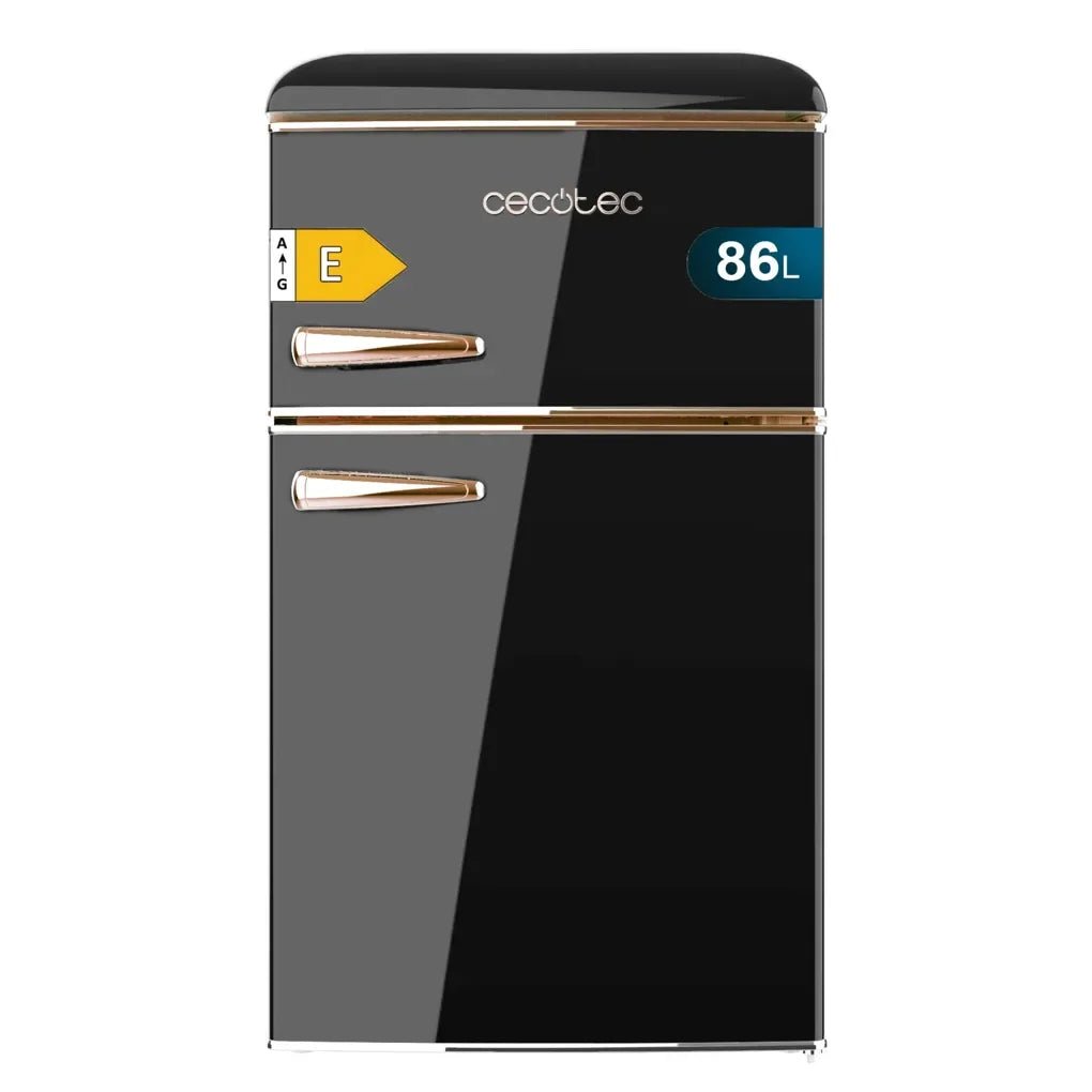 Mini Frigorífico Retro 86L Negro con Luz LED y Tirador Gold Rose de Cecotec 2
