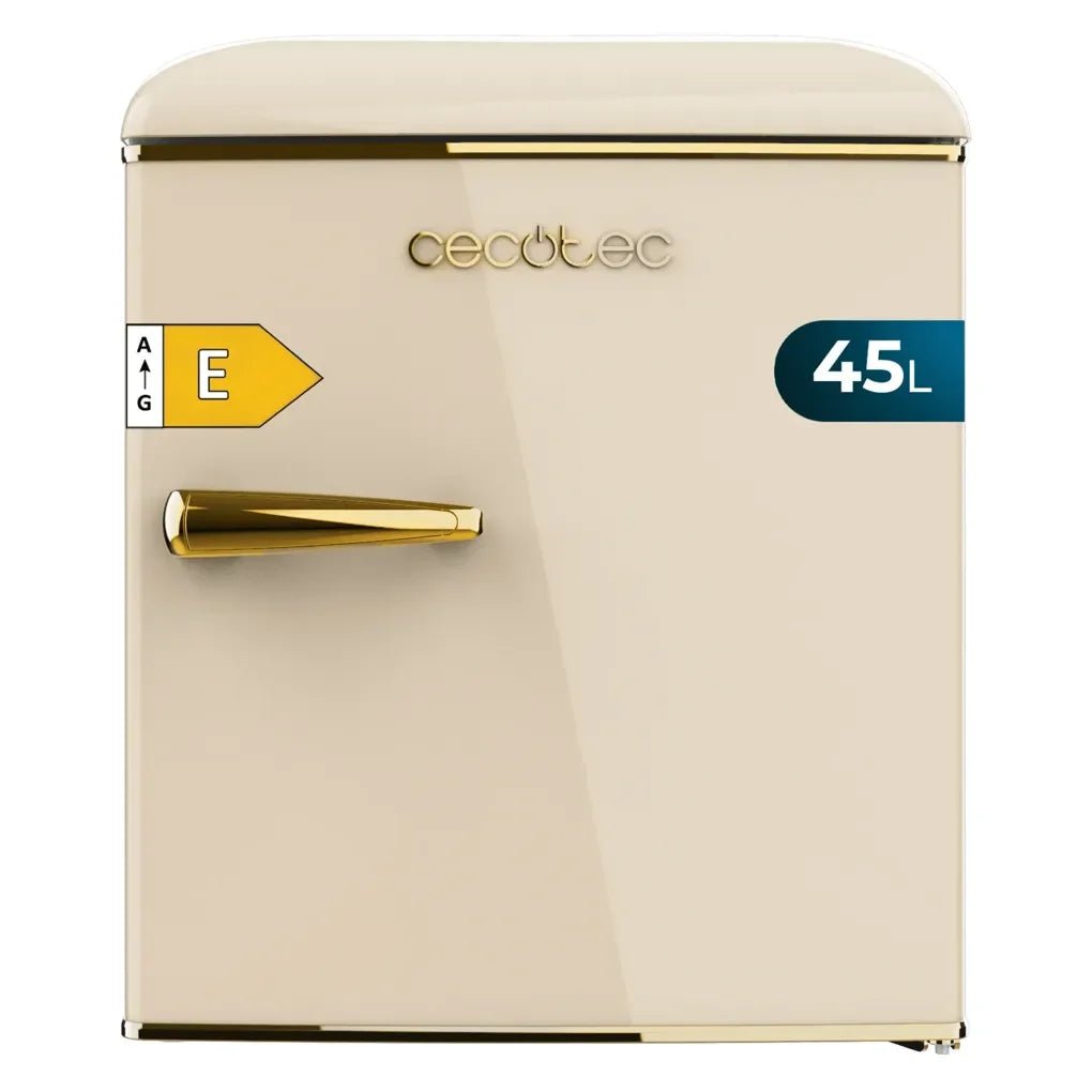 Mini Frigorífico Retro Beige 45L con Icebox y Tirador Gold Rose, Clase E de Cecotec 2