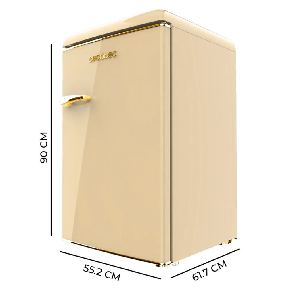 Mini Frigorífico Retro 110L Beige con ICEBOX y Tirador Gold, Clase E de Cecotec 2