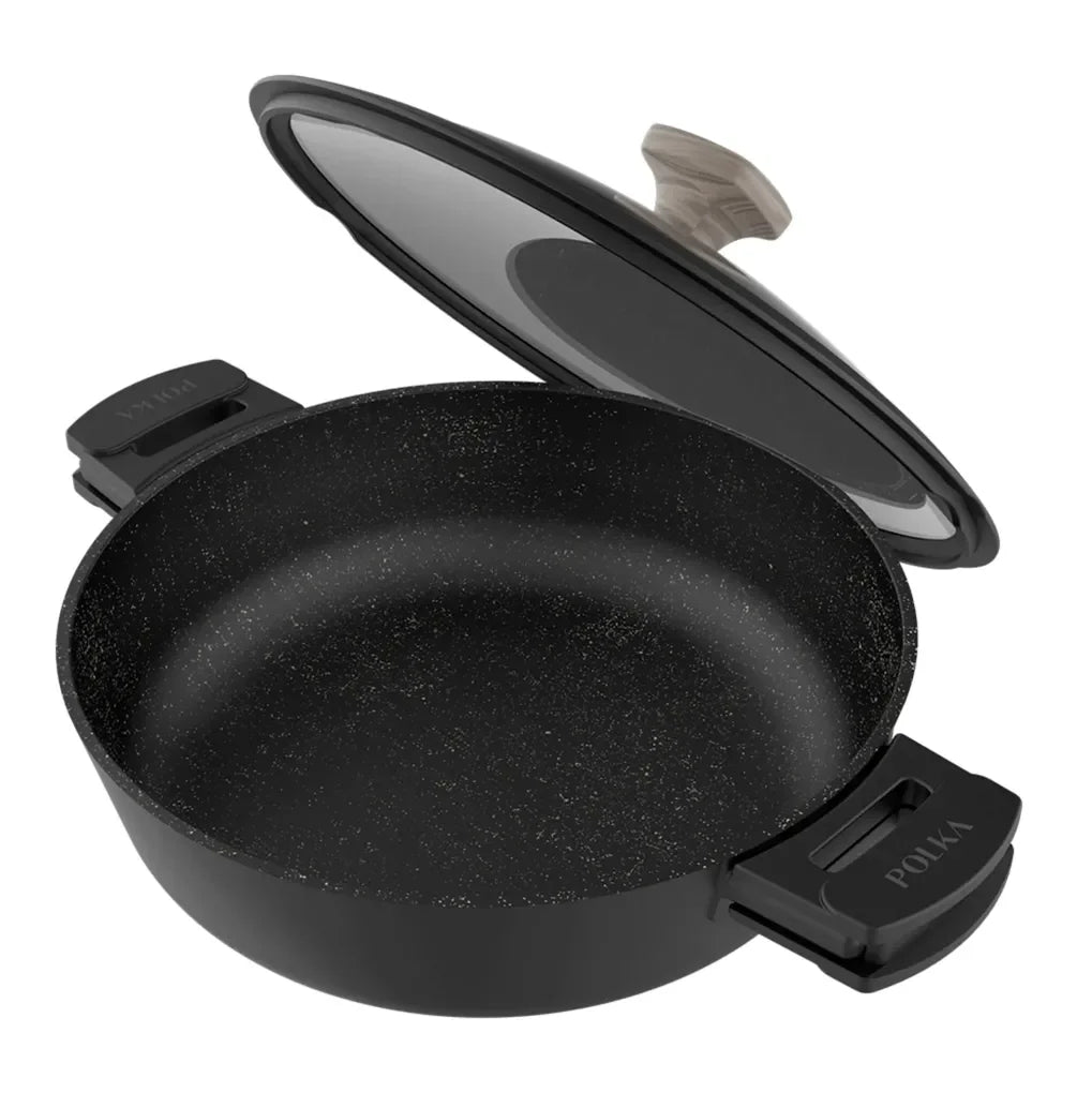 Olla Baja Antiadherente 28 cm de Aluminio Fundido para Todo Tipo de Cocinas de Cecotec