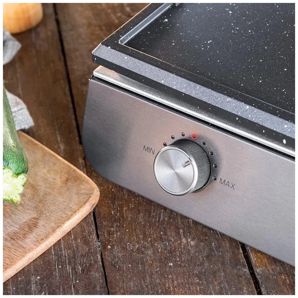 Barbacoa Eléctrica 3000W inoxidable con superficie antiadherente y Termostato de Cecotec 6