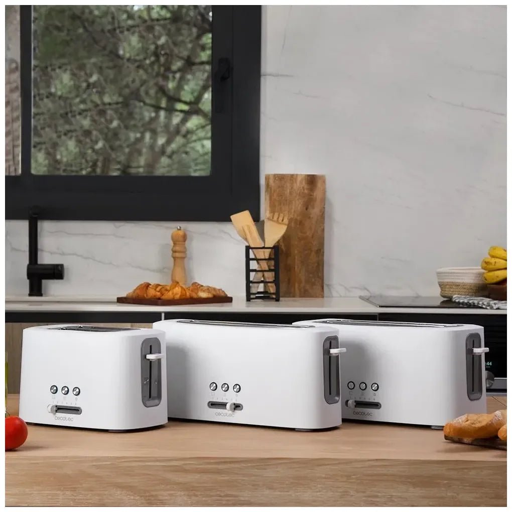 Tostadora Blanca 980W con Ranuras Extraanchas y Funciones Avanzadas para Desayunos Perfectos de Cecotec 7