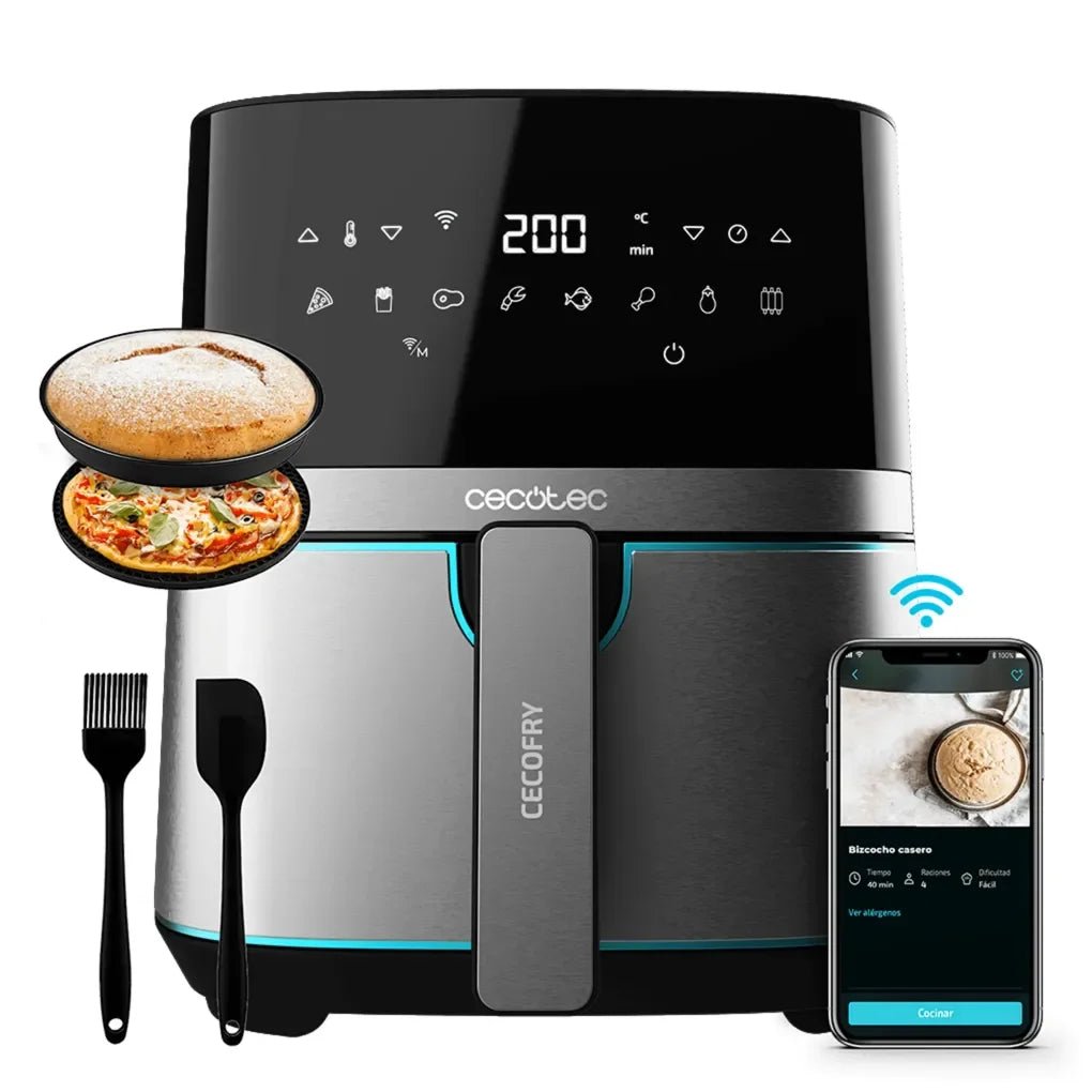 Freidora de Aire Inoxidable 5.5L: Cocina Saludable con Control App y Accesorios de Cecotec 2