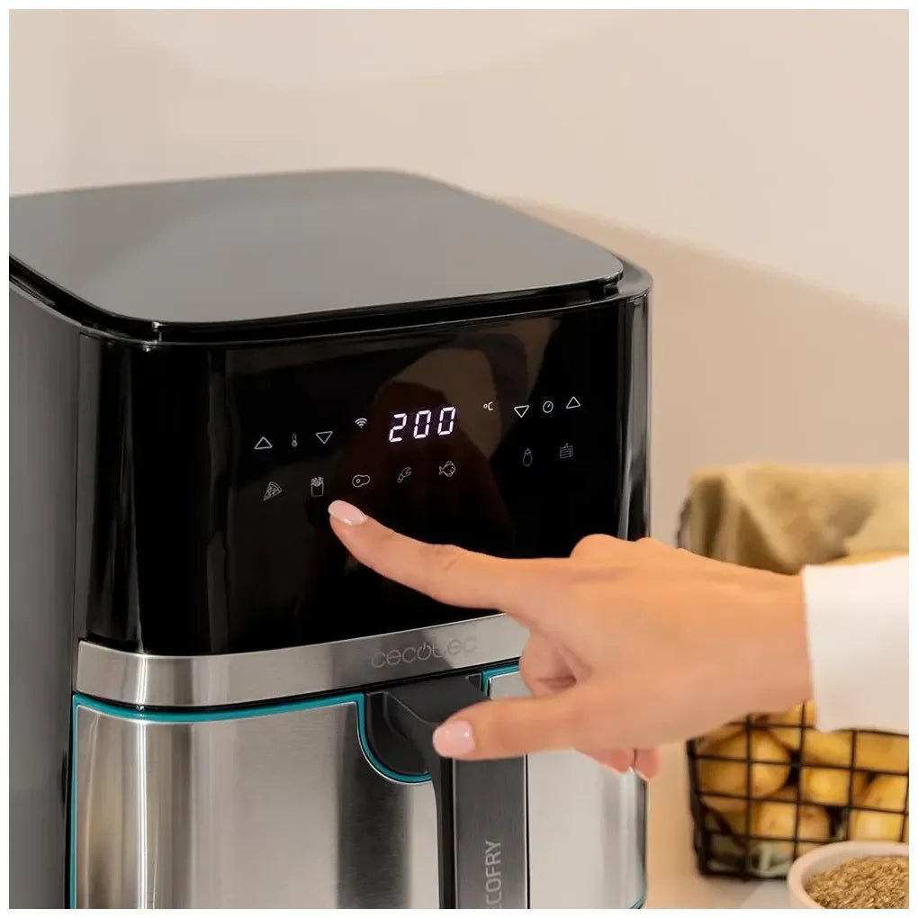 Freidora de Aire Inoxidable 5.5L: Cocina Saludable con Control App y Accesorios de Cecotec 8