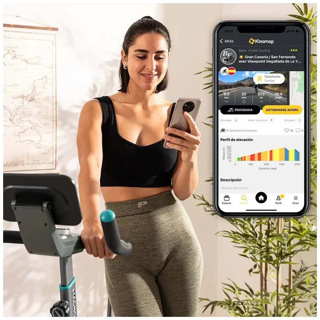 Bicicleta estatica DrumFit 10000 MagnoMotor con volante de 10 kg resistencia magnética de 32 niveles y App de Cecotec 5