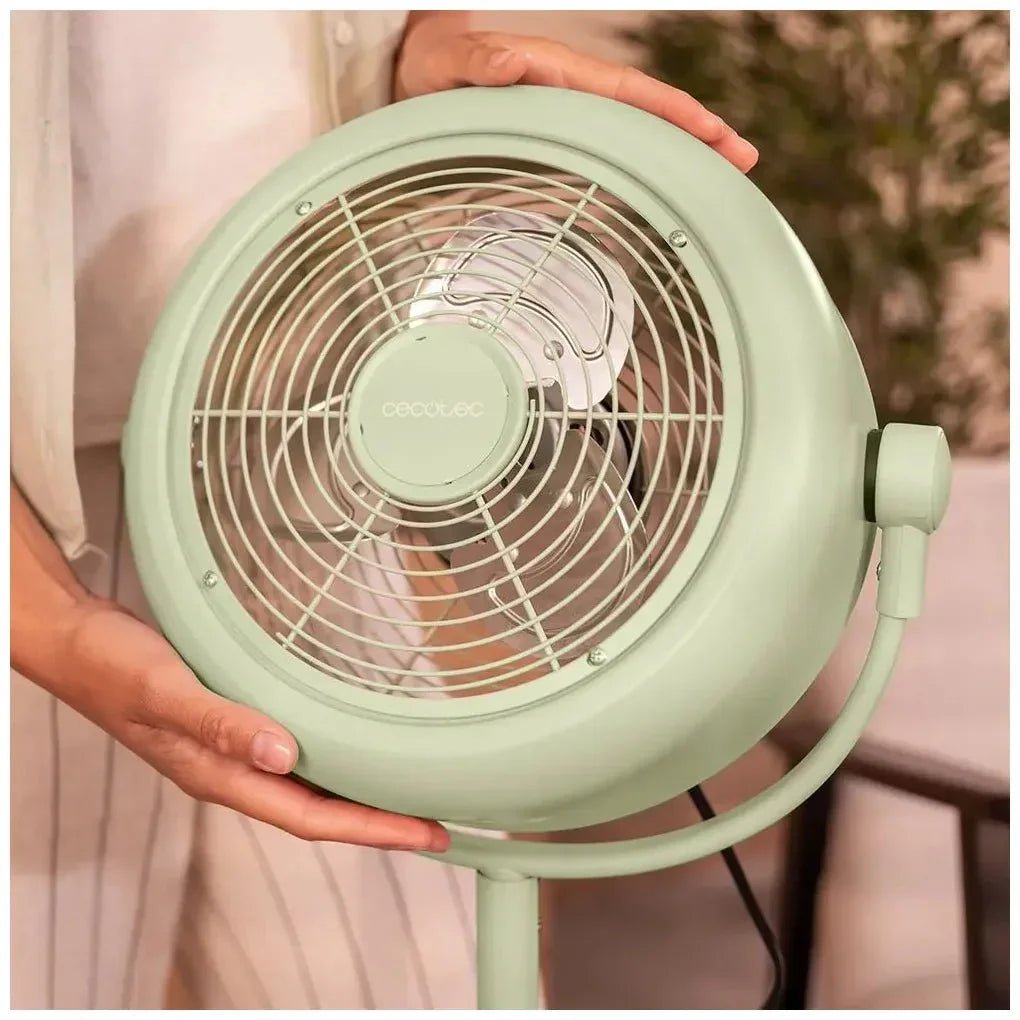 Ventilador de Pie Retro Verde 10 pulgadas con 25W, Inclinación y Velocidades Ajustables de Cecotec 3