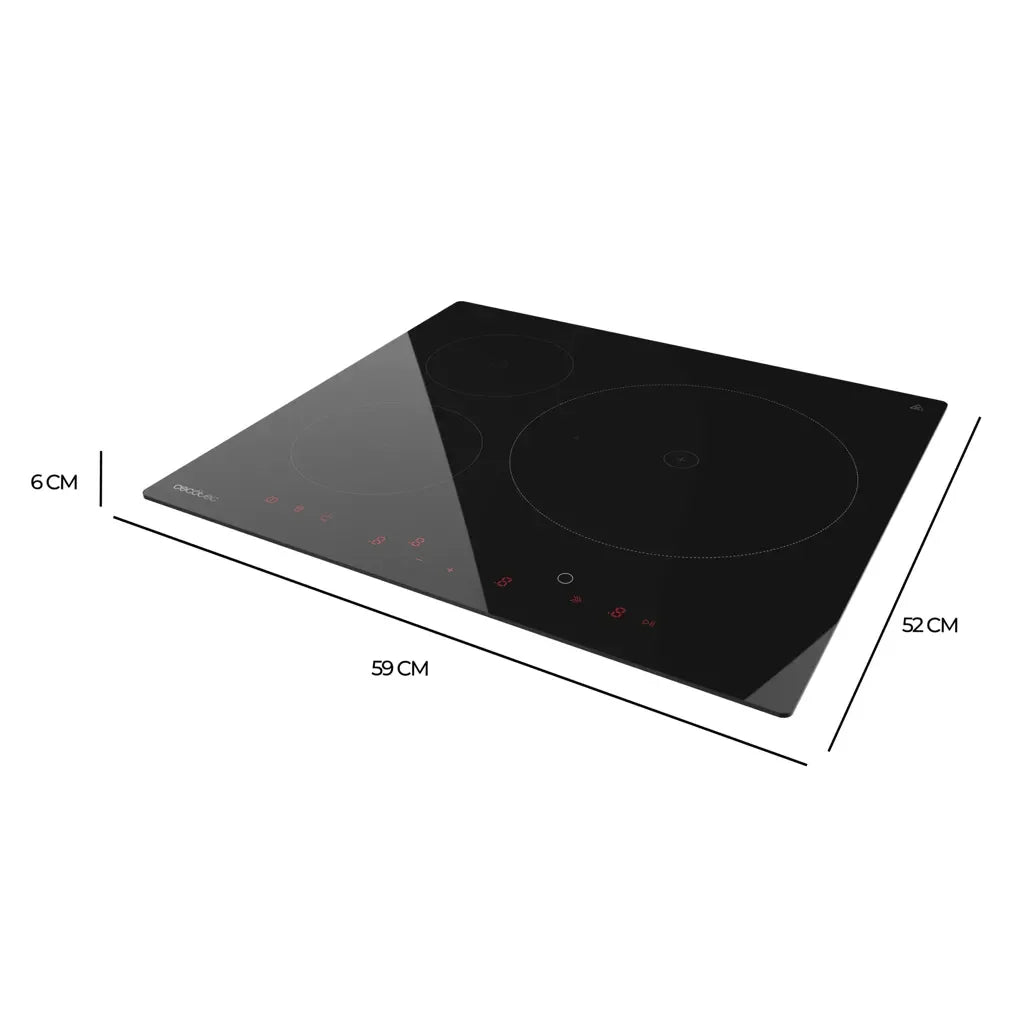 Placa de Inducción Moderna: 3 Zonas, 7400W, Control Táctil y Seguridad Infantil de Cecotec 3