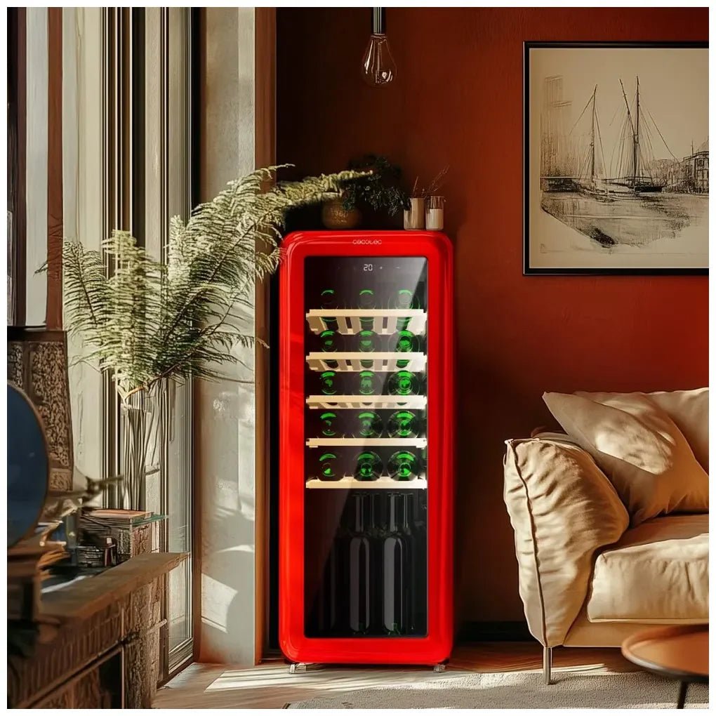 Vinoteca Retro Roja para 24 Botellas con Control de Temperatura y NoFrost de Cecotec 4