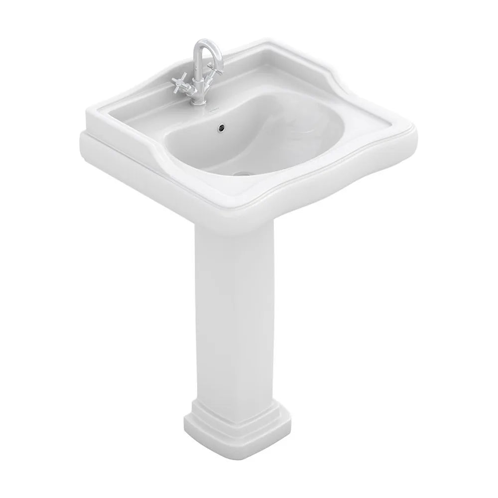 Lavabo con Pedestal Atenas Fossil Natura Blanco Brillo - Vista 1