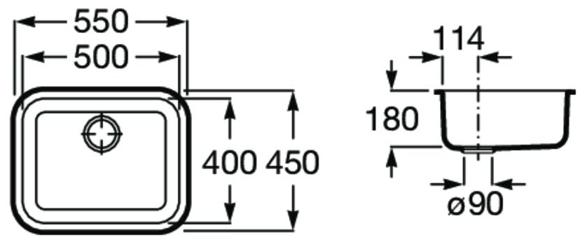 Fregadero Sobre Encimera de Acero Inoxidable de Una Cubeta Porto Roca - Vista 3