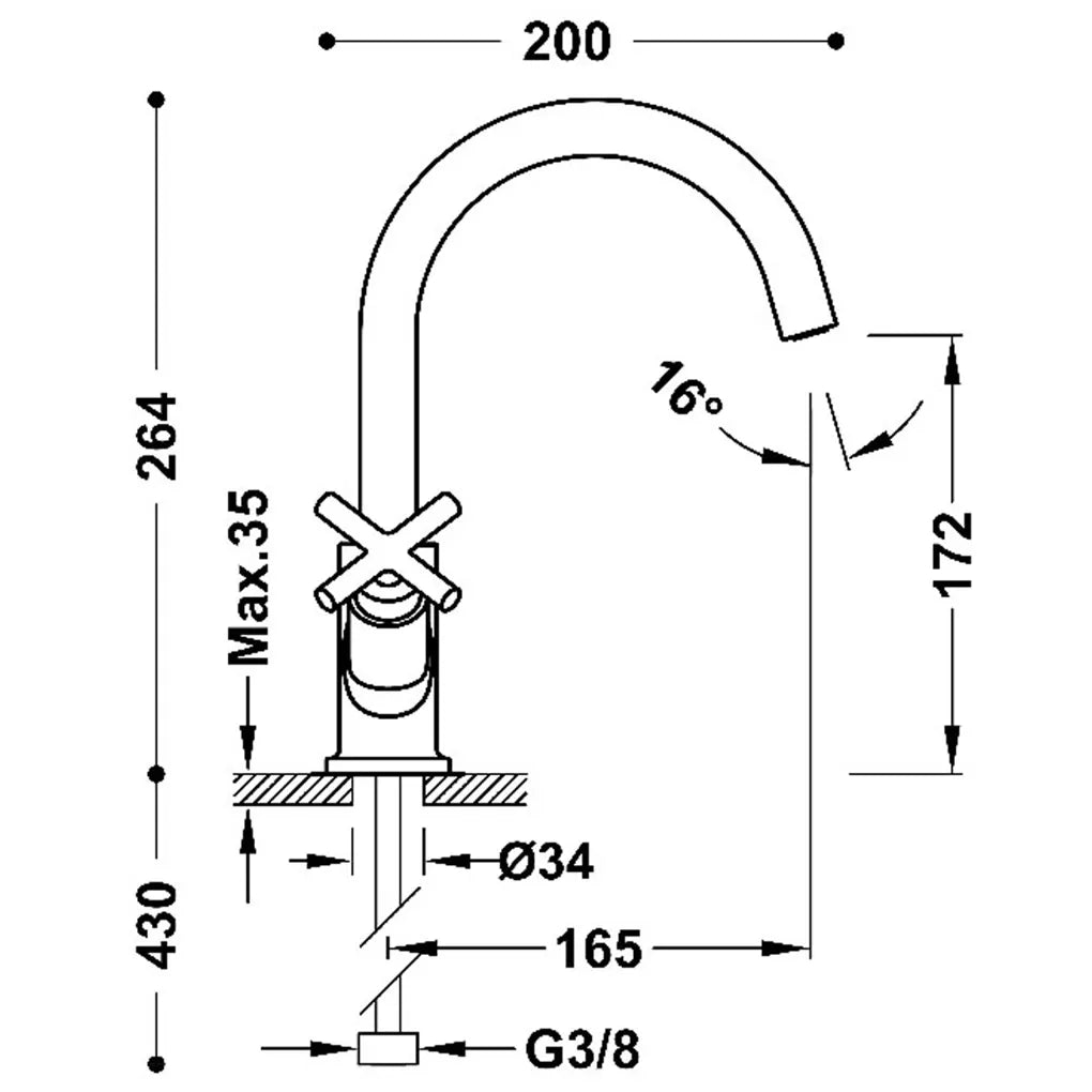Grifo alto bimando para lavabo con volantes en latón acabado oro rosa mate MONTBLANC TRES 1