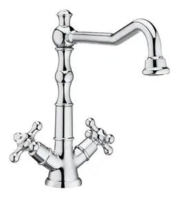 Grifo bimando de lavabo con caño alto para instalación sobre repisa de 12,3 cm Carmen Roca - Vista 1