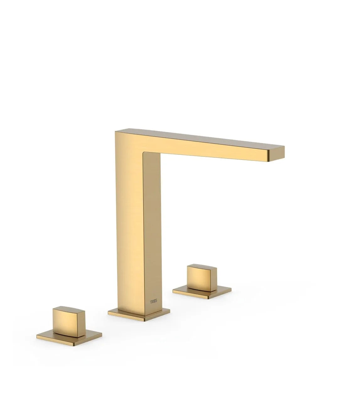 Grifo con bimando de instalación sobre repisa para lavabo en oro mate Slim Tres 0