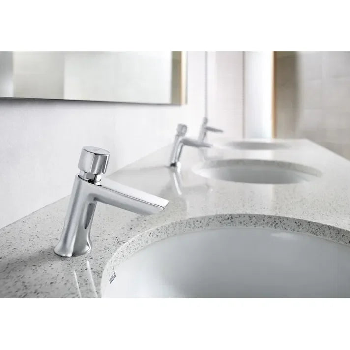 Grifo de lavabo con pulsador y sistema antivandálico de 11 cm con acabado cromado Instant Roca - Vista 3