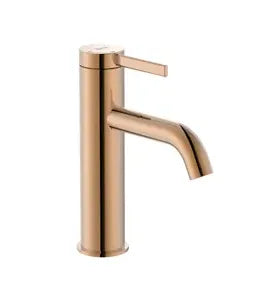Grifo monocomando de lavabo con desagüe click-clack y un acabado en color oro rosado Ona Roca - Vista 1