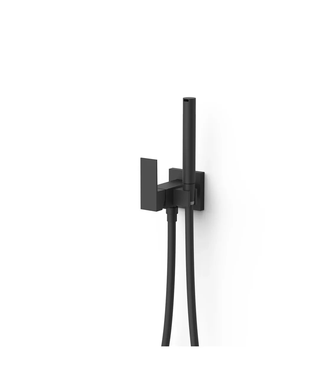 Grifo monomando de empotrado con ducha para inodoro de acabado satinado negro mate Cuadro Tres 0