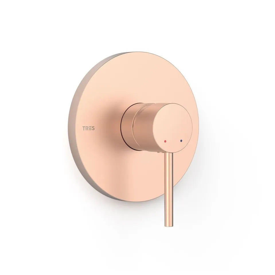 Grifo monomando empotrable de una vía con maneta de latón acabado oro rosa mate STUDY EXCLUSIVE TRES 0