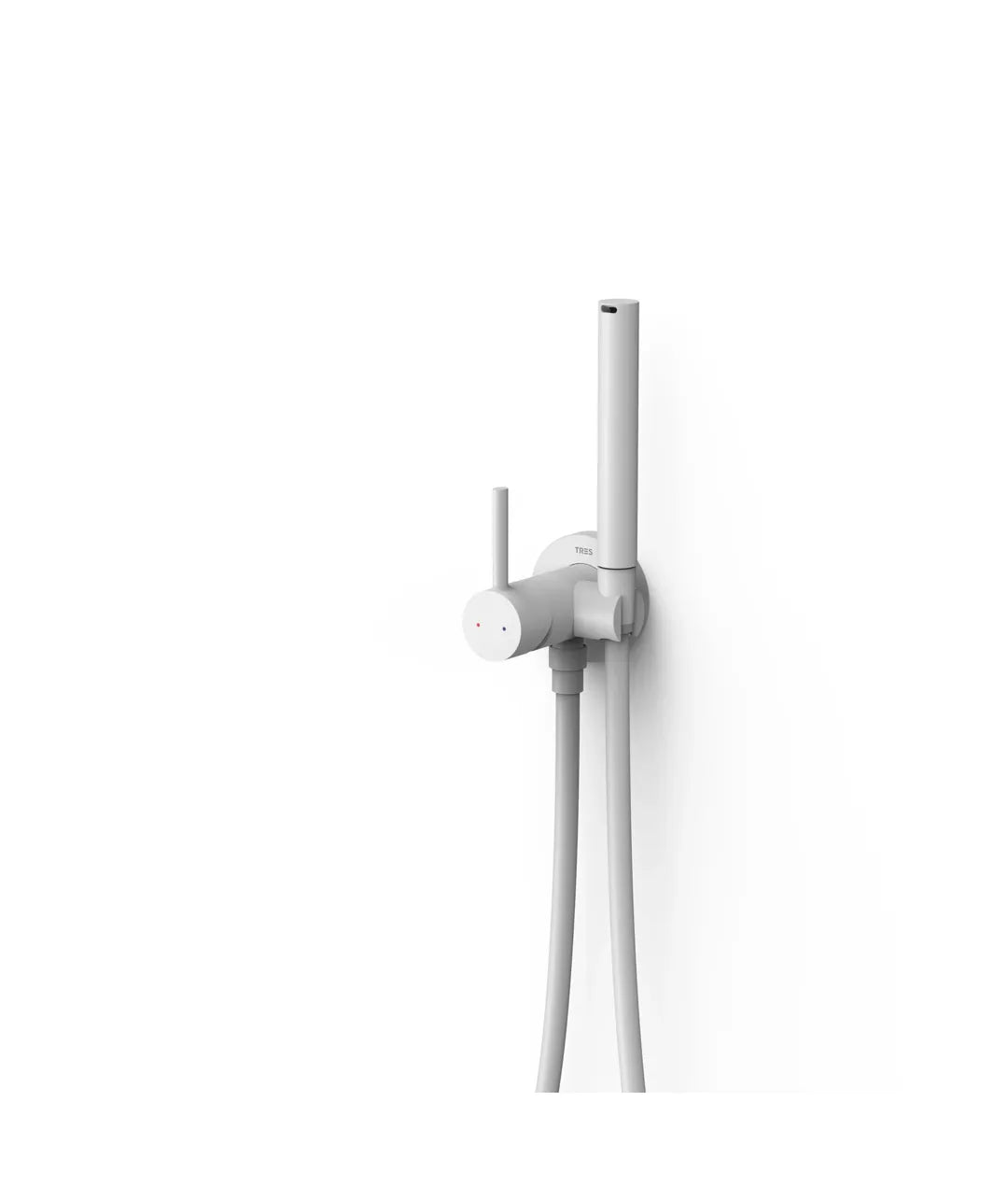 Grifo monomando empotrado con ducha de inodoro en acabado blanco mate Study Tres 0