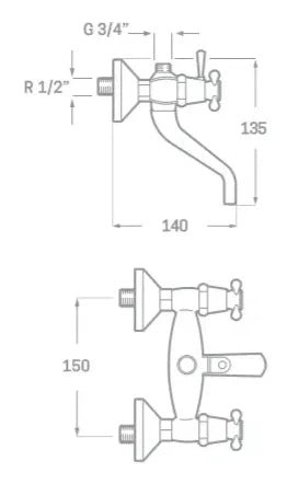Grifo para ducha y bañera de latón cromado ÉPOCA Källa 1