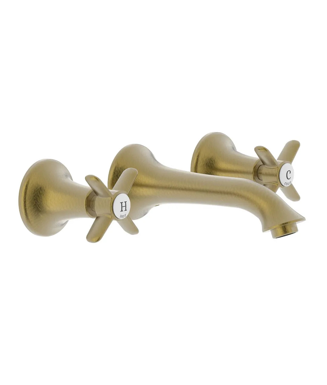 Grifo para lavabo mural con acabado latón viejo mate y regulador de temperatura bimando CLASIC TRES 0