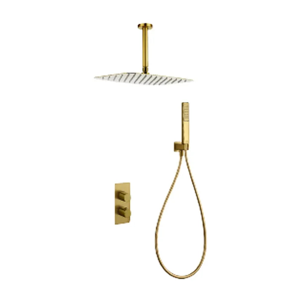 Conjunto ducha termostático empotrado Sassari oro cepillado Imex Imex
