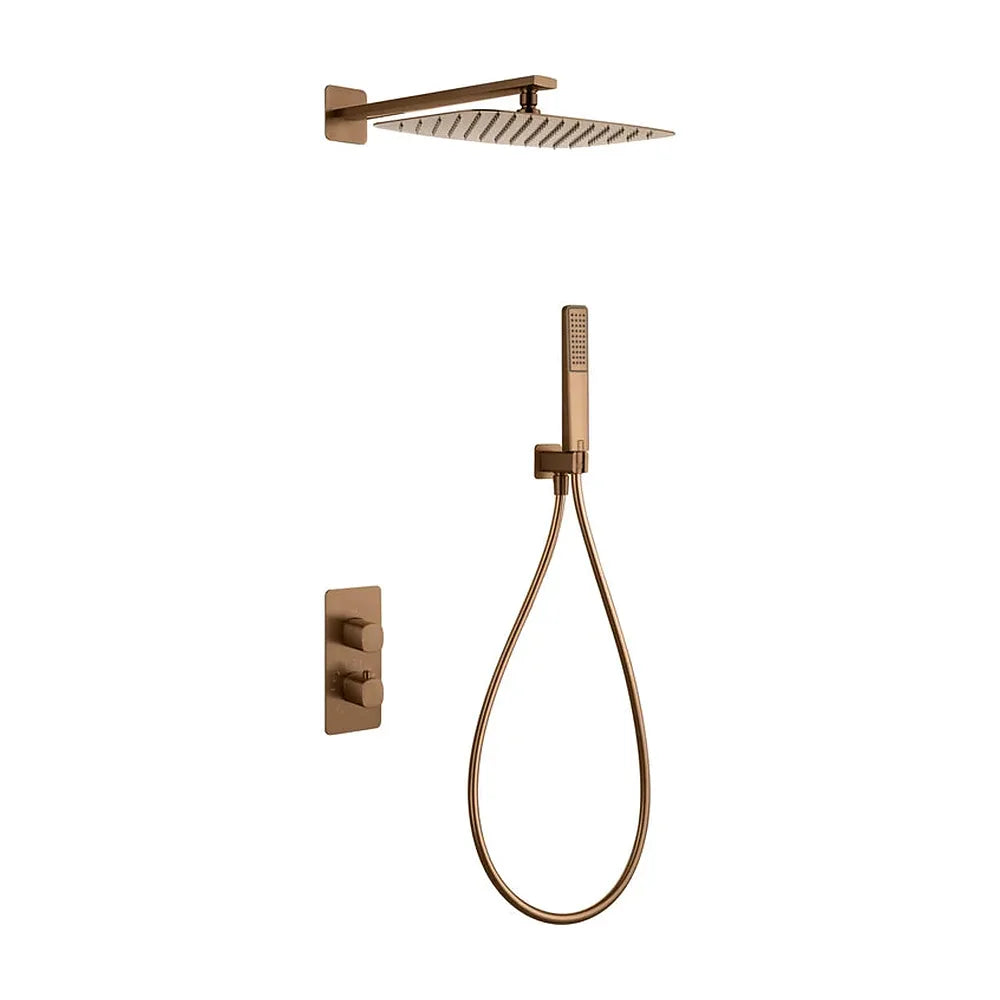 Conjunto ducha termostático empotrado Toscana oro rosa cepillado Imex Imex