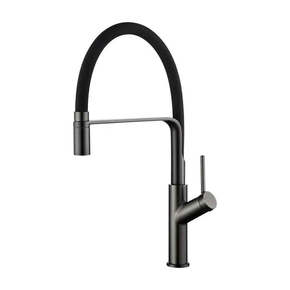 Grifo de cocina monomando de caño flexible con acabado negro mate y black gun metal Sena de Imex Imex