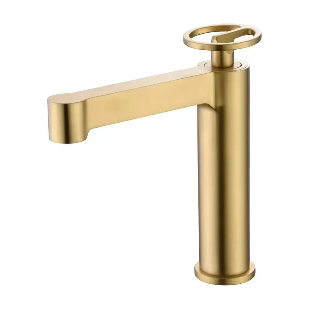Grifo monomando con caño alto para lavabo hecho de latón con acabado oro cepillado Olimpo de Imex Imex