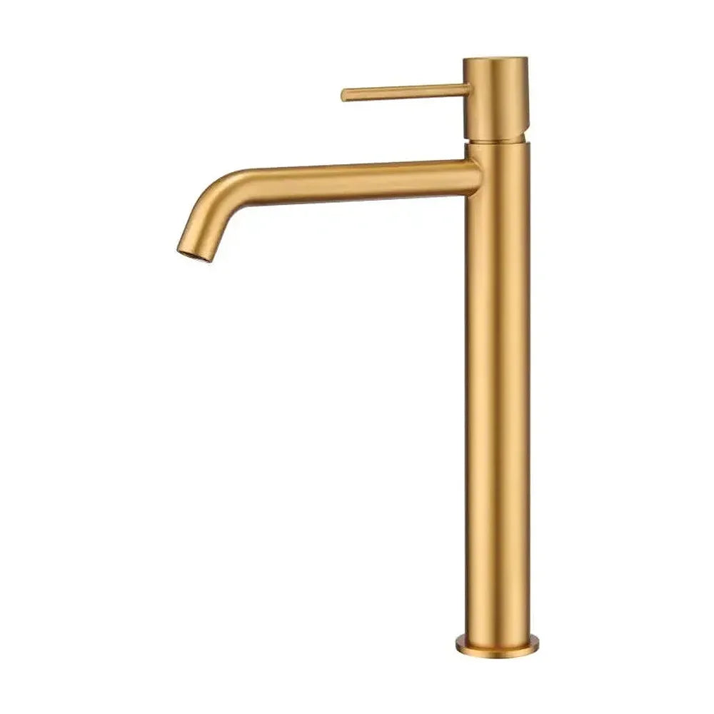Grifo monomando de lavabo fabricado en latón con acabado oro cepillado Monza de Imex Imex
