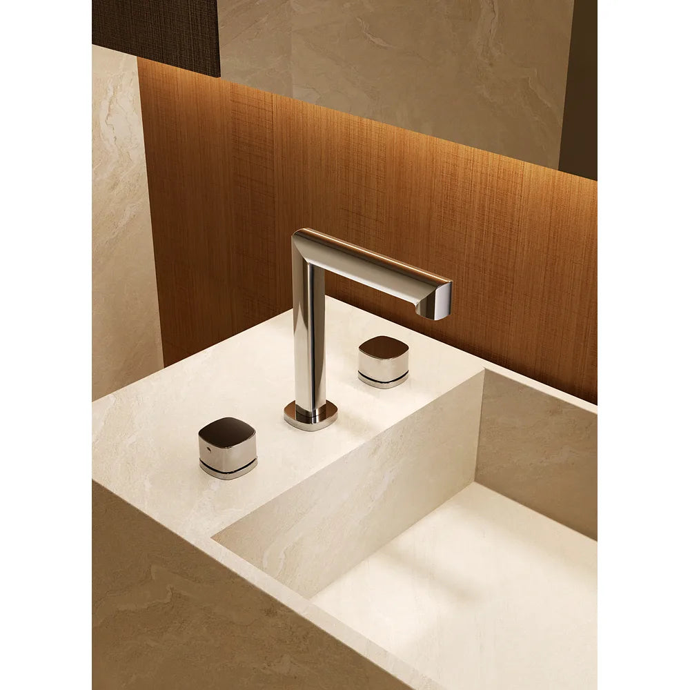 Plano o detalle técnico de Lavabo bimando sobreencimera caño bajo Toscana oro rosa cepillado Imex