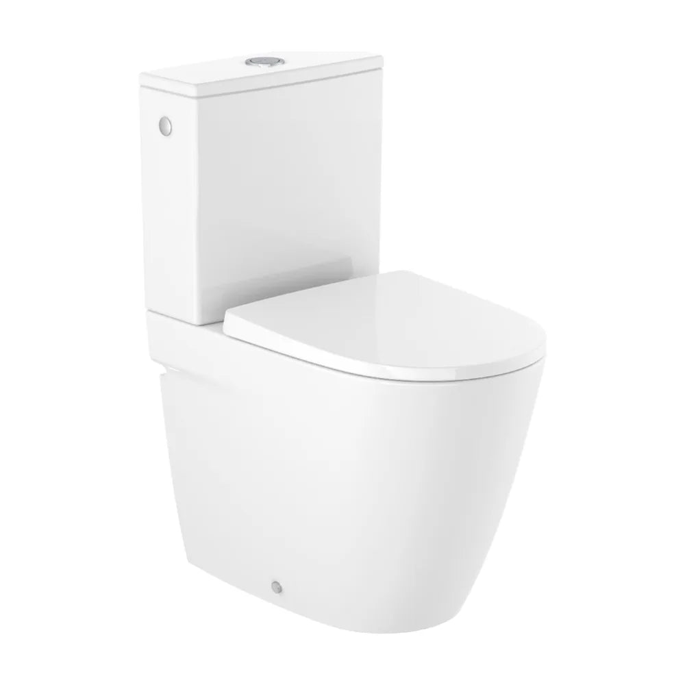 Inodoro Tanque Bajo con Salida Dual Adosado a Pared Rimless Ona Blanco Mate Roca - Vista Pack Completo