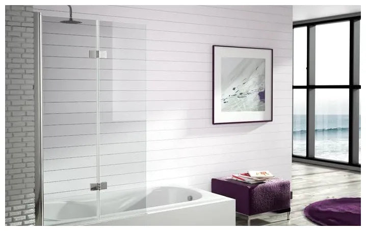 Mampara de bañera con paneles plegables y perfil anodizado en plata brillo TR573 de Kassandra
