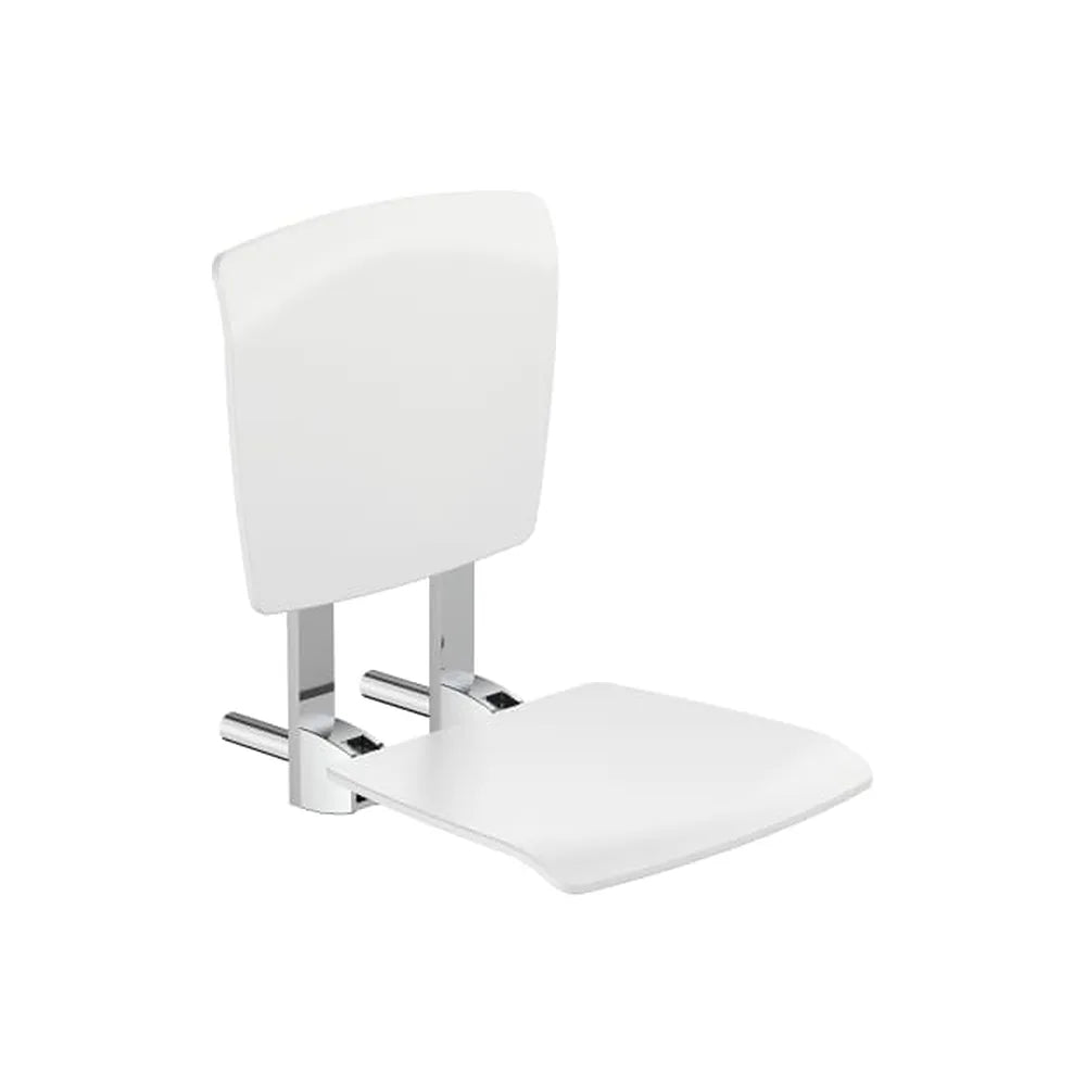 Asiento de ducha abatible portátil con respaldo blanco mate 50x37x49 cm Roca - Vista 1