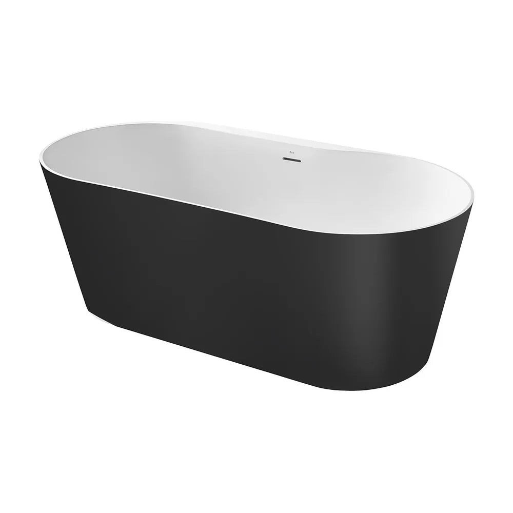 Bañera ovalada exenta de Stonex con desagüe click-clack y sifón 137x54 cm Roca - Vista 2