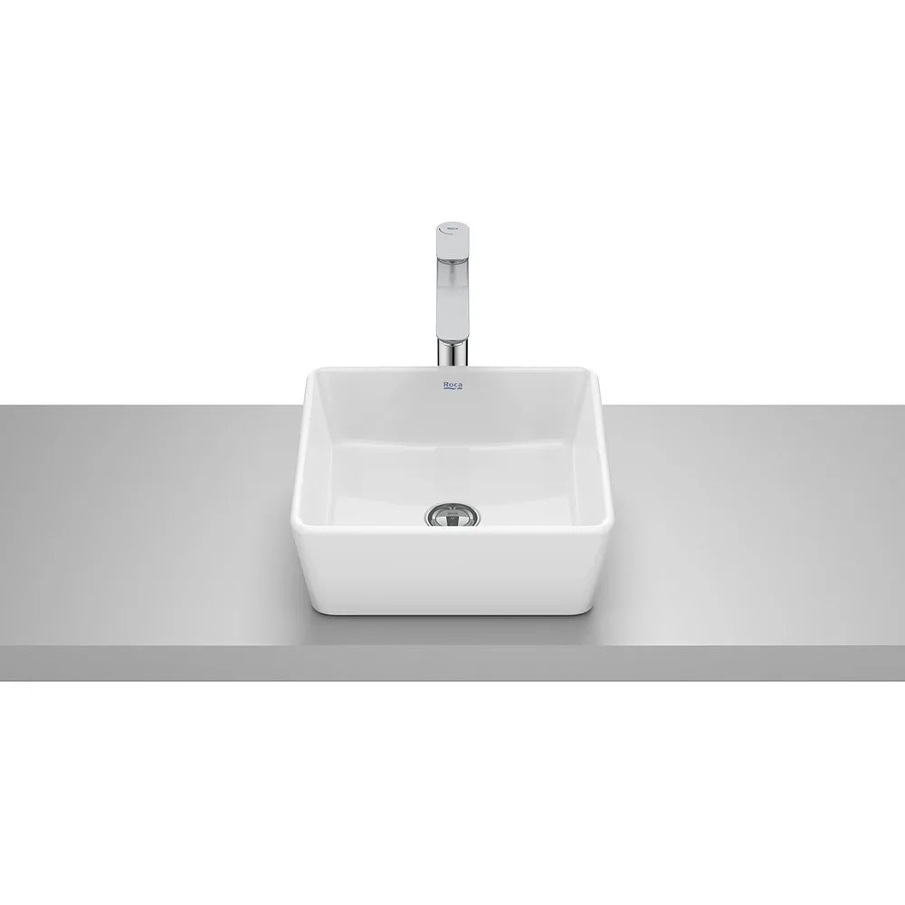 Lavabo de sobre encimera cuadrado porcelana blanco 35x35x13 cm Roca - Vista 2