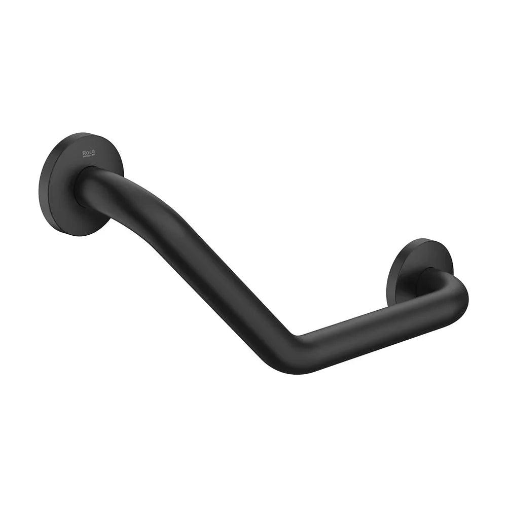 Asa de baño angular 135º negro mate para movilidad reducida con fijaciones Roca - Vista 2