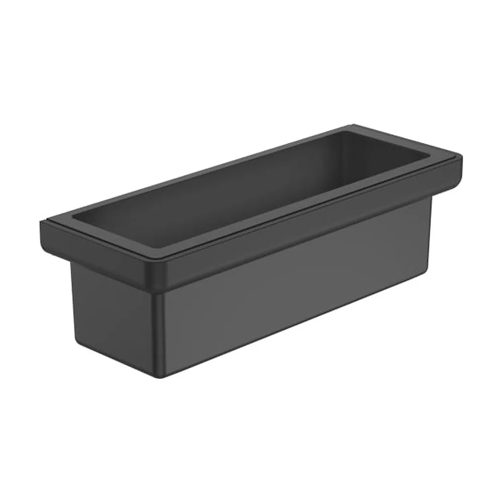 Contenedor mural de metal negro mate 30x11 cm para baño Tempo Roca - Vista 1