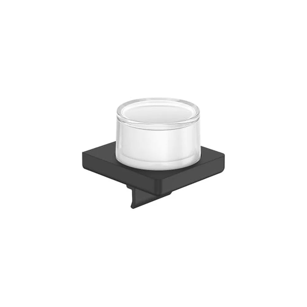 Dosificador de pared en cristal y metal negro mate 12x11x11 cm Roca - Vista 1