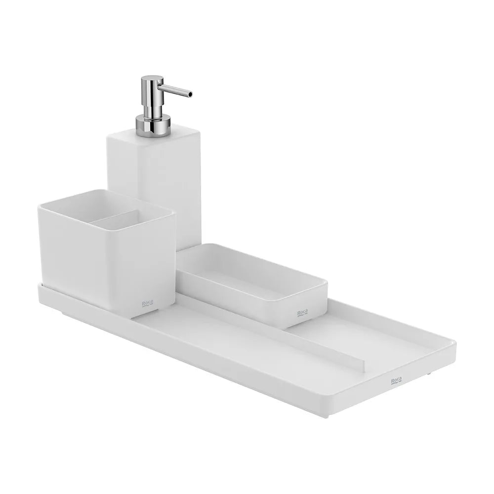Bandeja de encimera blanca mate 35x15x3 cm para lavabo Ona Roca - Vista 2