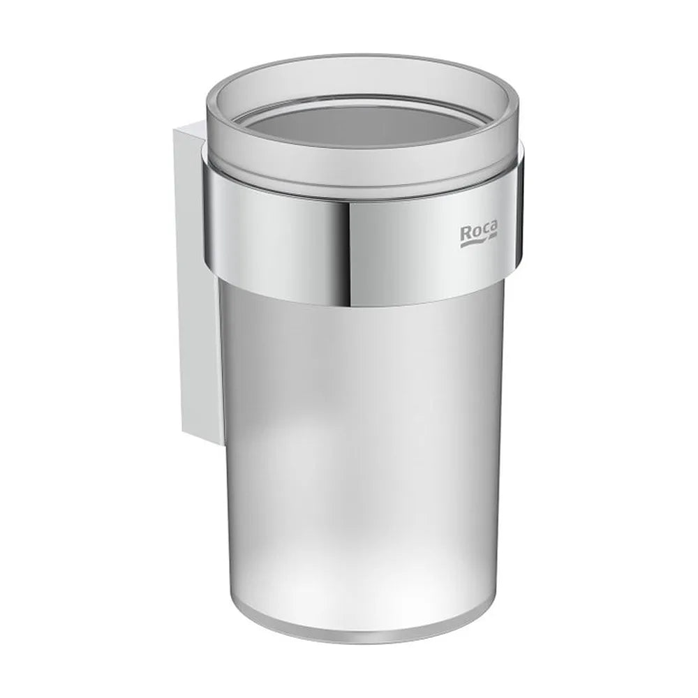 Vaso de pared para baño instalación con tornillería o adhesivo cromado Roca - Vista 2