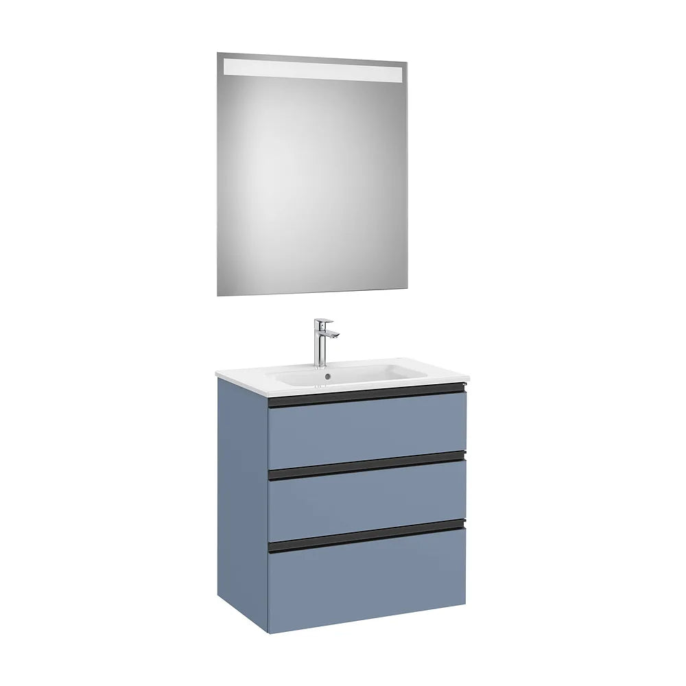 Pack mueble base tres cajones lavabo centrado espejo LED 70x46x76 cm Roca - Vista 2