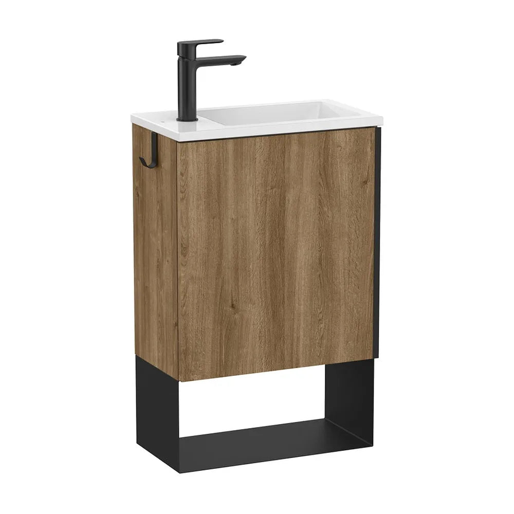 Mueble Base Suspendido con Lavabo Porcelana Occidente 70x26x46cm Roble Roca - Vista 2