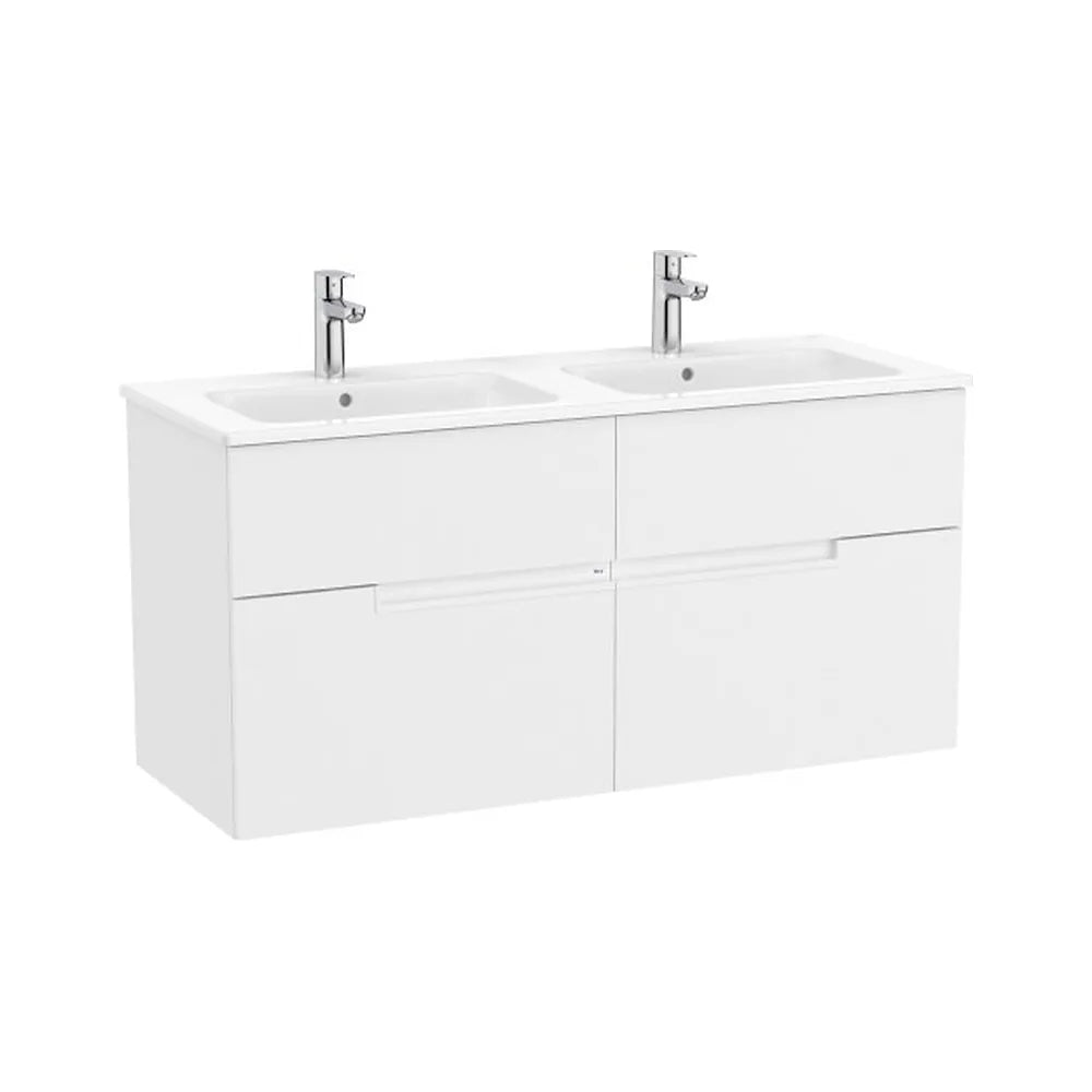 Mueble Base Suspendido con Lavabo Doble Cuatro Cajones 119x46x58cm Roca - Vista 1