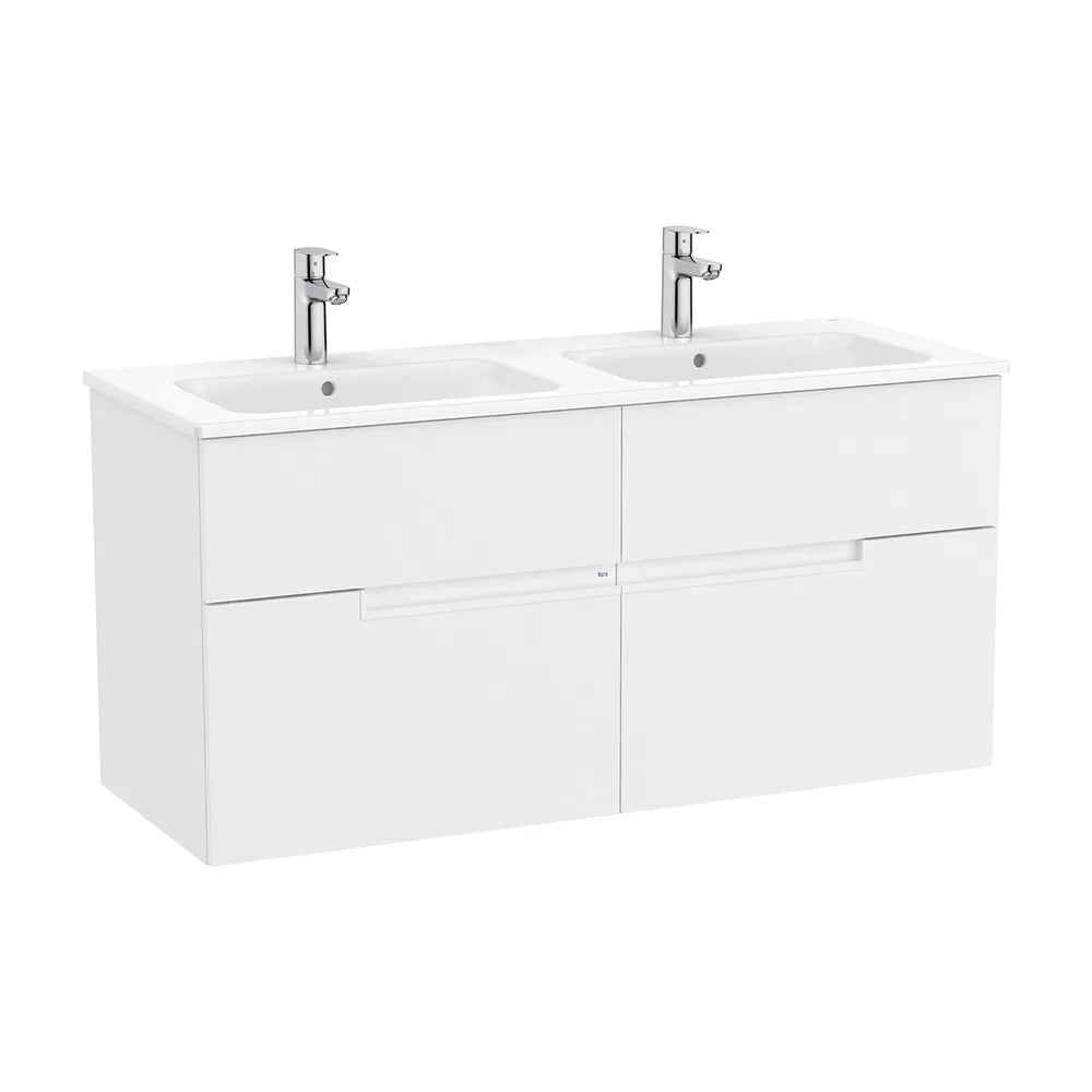 Mueble Base Suspendido con Lavabo Doble Cuatro Cajones 119x46x58cm Roca - Vista 2