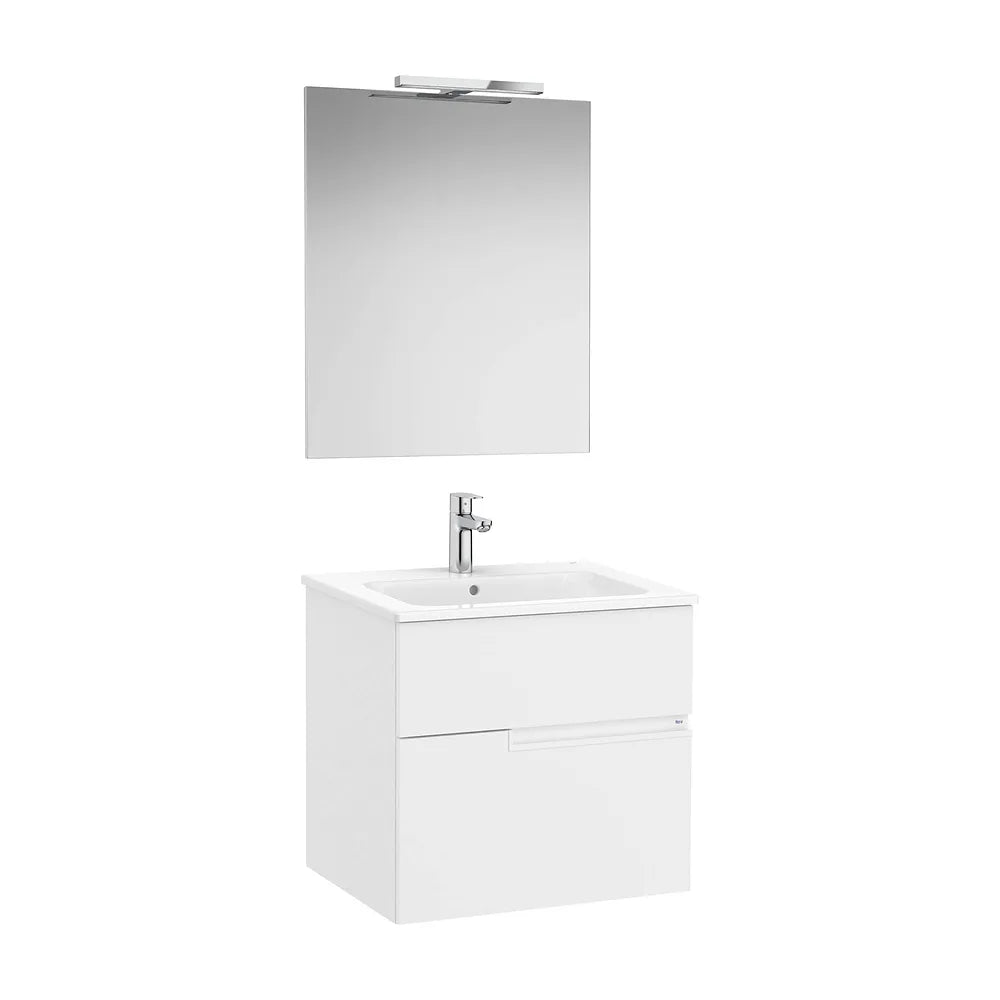 Pack mueble base dos cajones lavabo espejo y aplique LED Starlight 60x46x58 cm Roca - Vista 2