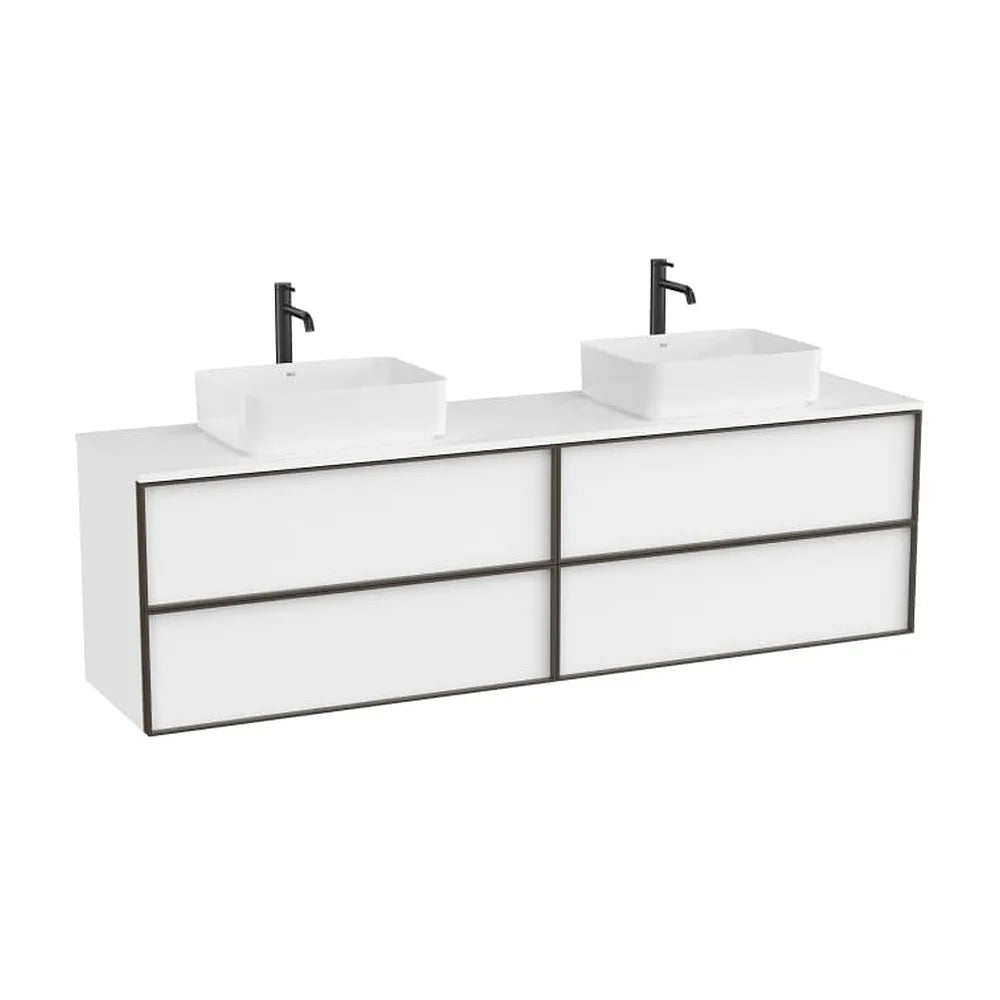 Mueble base suspendido con cuatro cajones para lavabo sobre encimera 197x48x56 cm Roca - Vista 1
